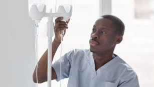 IV drip while treating patients in hospital