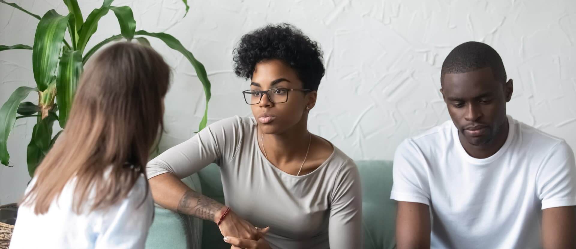 unhappy black husband and wife