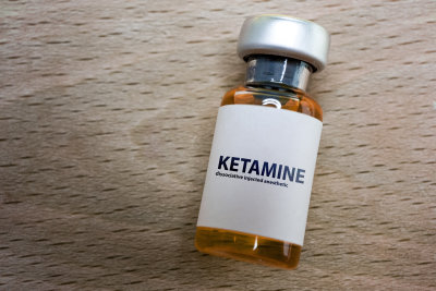 Ketamine medical bottle of medication dissociative anesthetic used for induction and maintenance of anesthesia and acute pain treatment and for seizures in status epilepticus