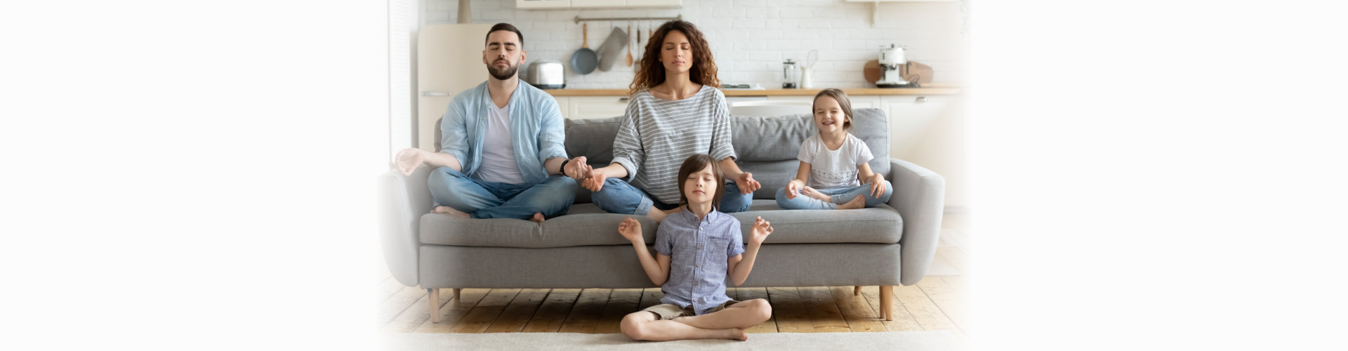 Family meditating